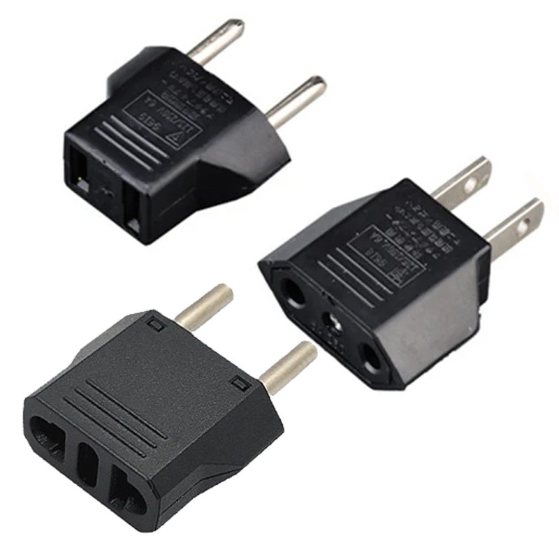 Jual White Black Small 2pin US to EU power adapter plug Euro to US ...