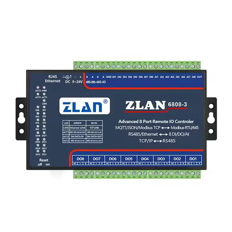 Jual 8 Channel Remote I/O Controller ZLAN6808 RS485 Ethernet Control ...
