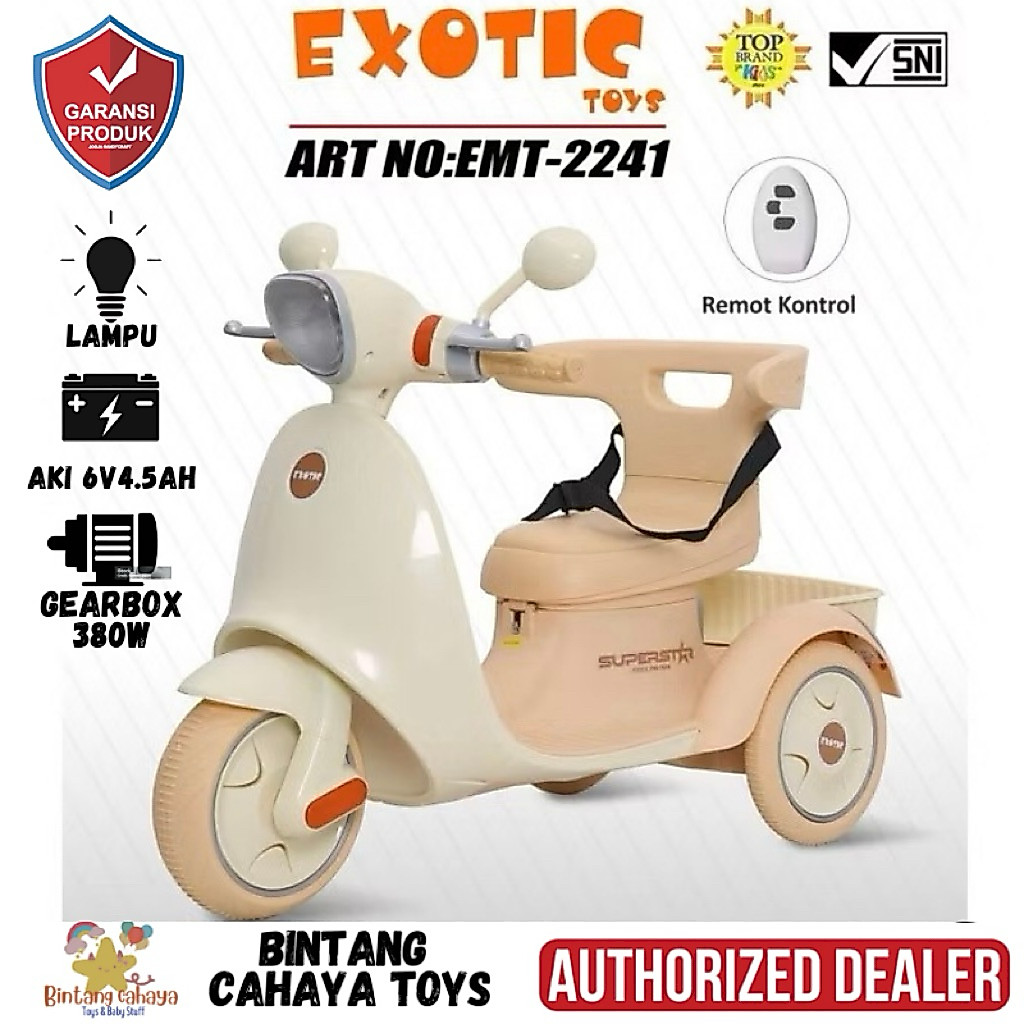 Motor Aki anak Exotic EMT 2241 sepeda motor listrik ada remote remot nya