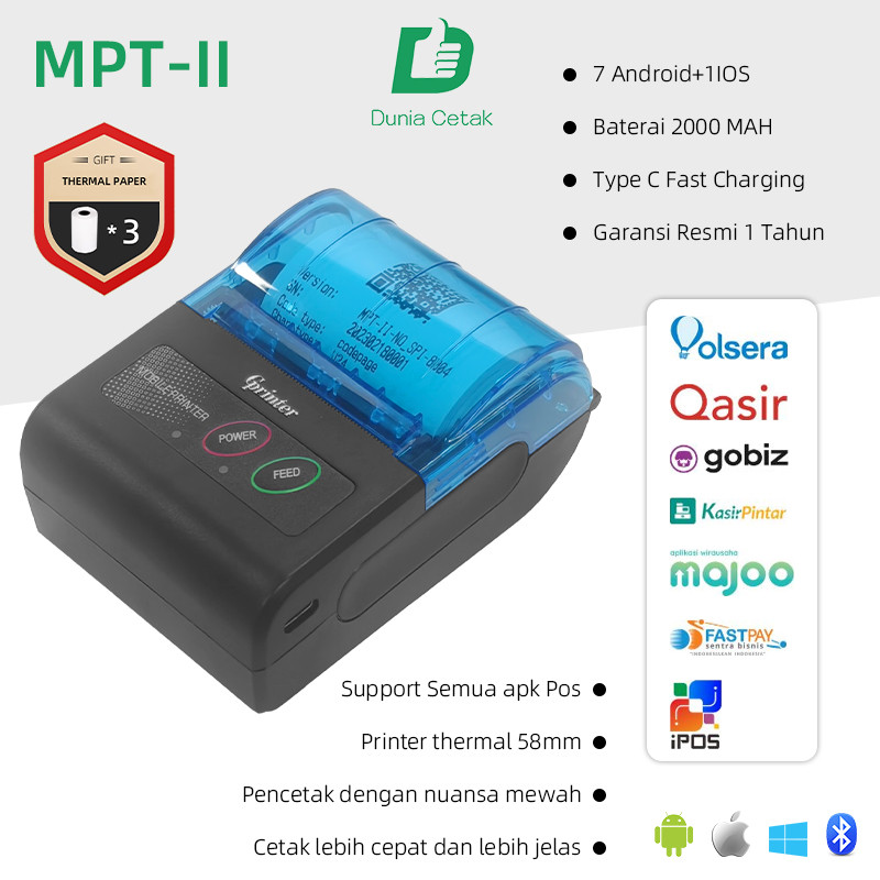 Jual Printer Thermal Portable Battery Bluetooth MP-58C PLUS printer ...
