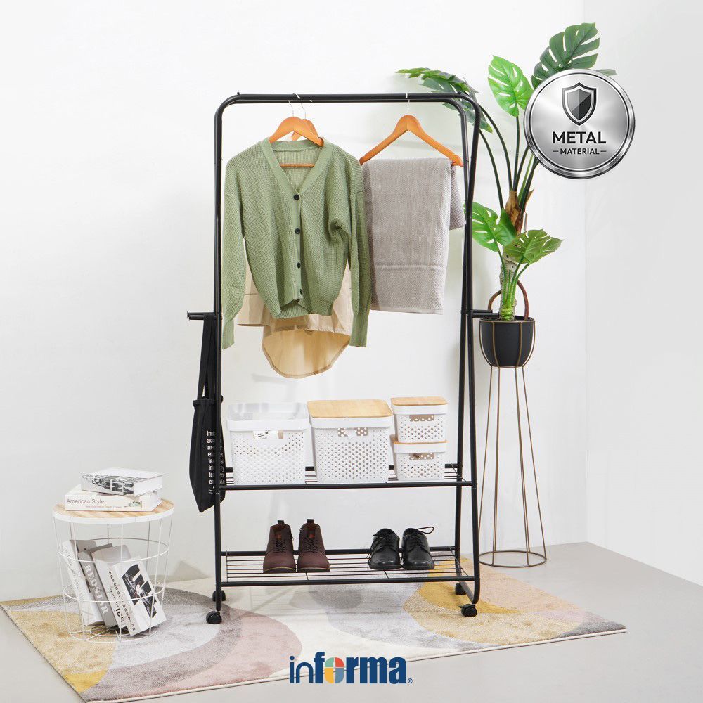 Jual Informa Julio Rak Pakaian Dengan 2 Gantungan - Hitam Rak Baju ...