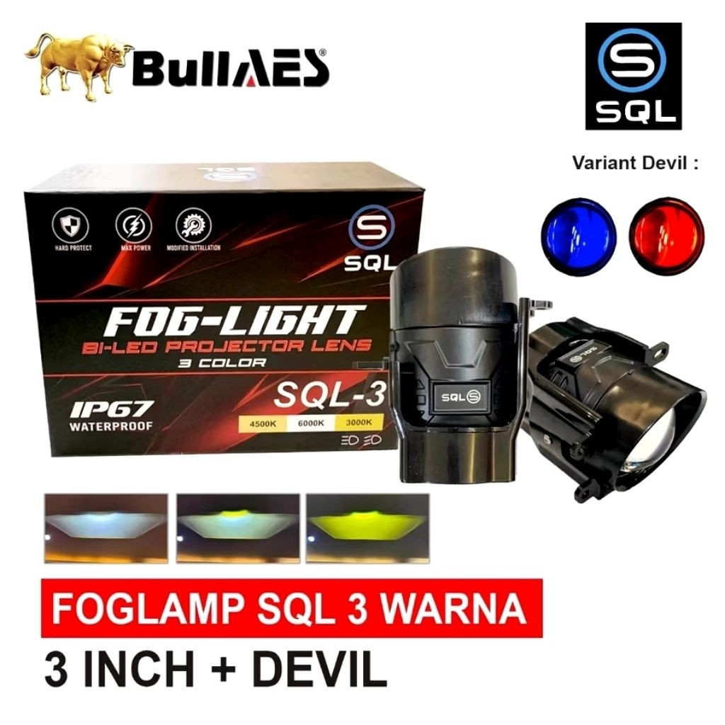 Jual Foglamp Biled SQL 3.0 Inch 40W Dengan Demon Eyes | Shopee Indonesia