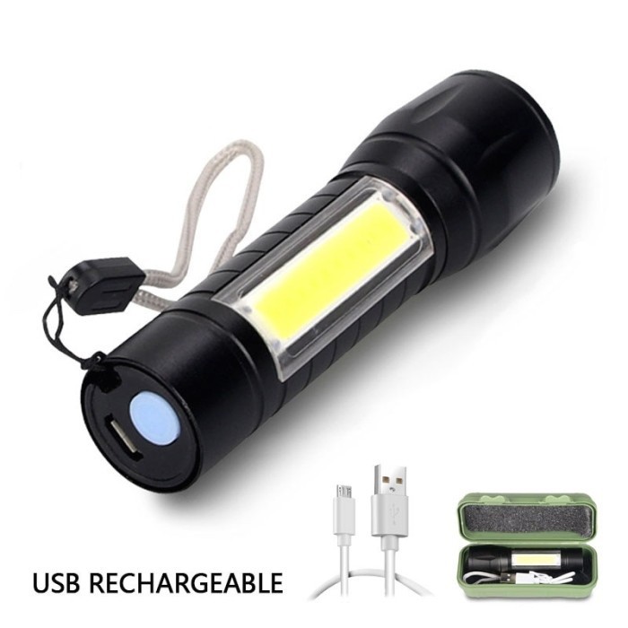 Jual Senter LED USB Rechargeable Q5+COB 2300 Lumens | Shopee Indonesia