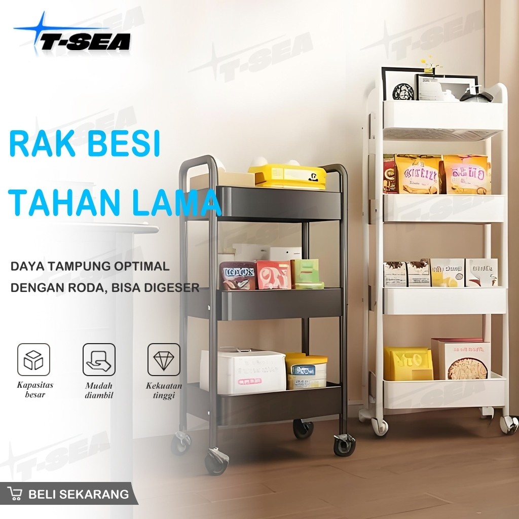 Jual T-SEA Rak Troli Susun Dapur Kamar Mandi Salon Kosmetik 4 Tingkat ...