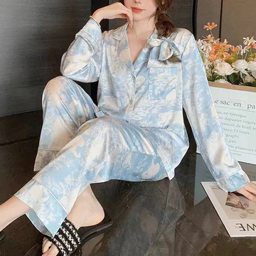 Set Piyama Lengan Pendek Wanita Satin Tie Dye Gaya Korea Kelas Atas