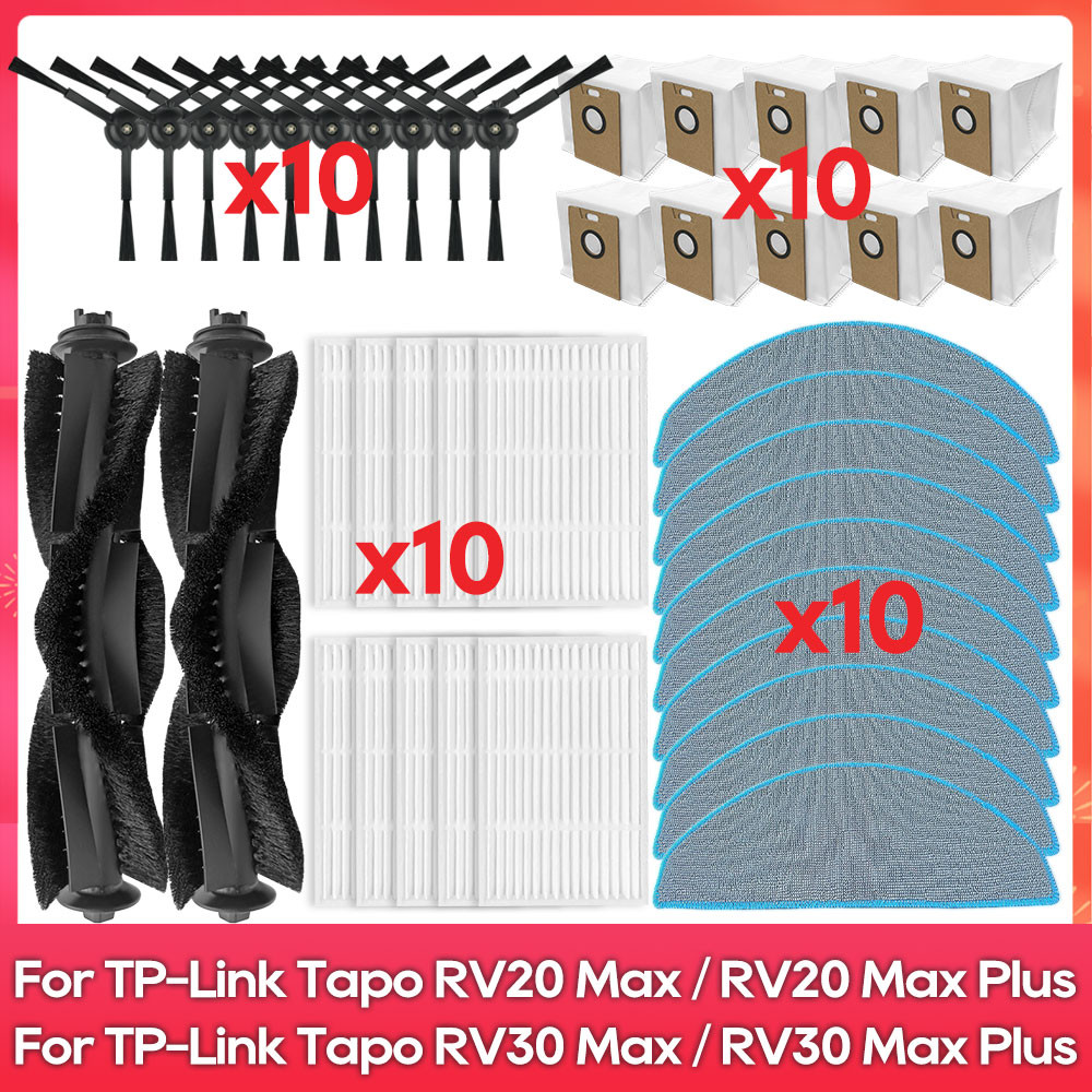 Sacchetti Raccolta Polvere Per Aspirapolvere Tapo RV30 Max Plus, RV20 Max Plus, RVA202 - Set Di Ricambi In Tessuto Non Tessuto, Alta Capacità