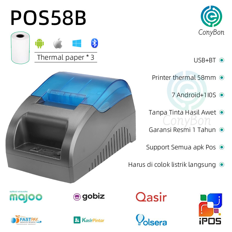 Jual ANDROID PRINTER THERMAL BLUETOOTH POS58B 58mm SUPPORT MOKA GOBIZ ...
