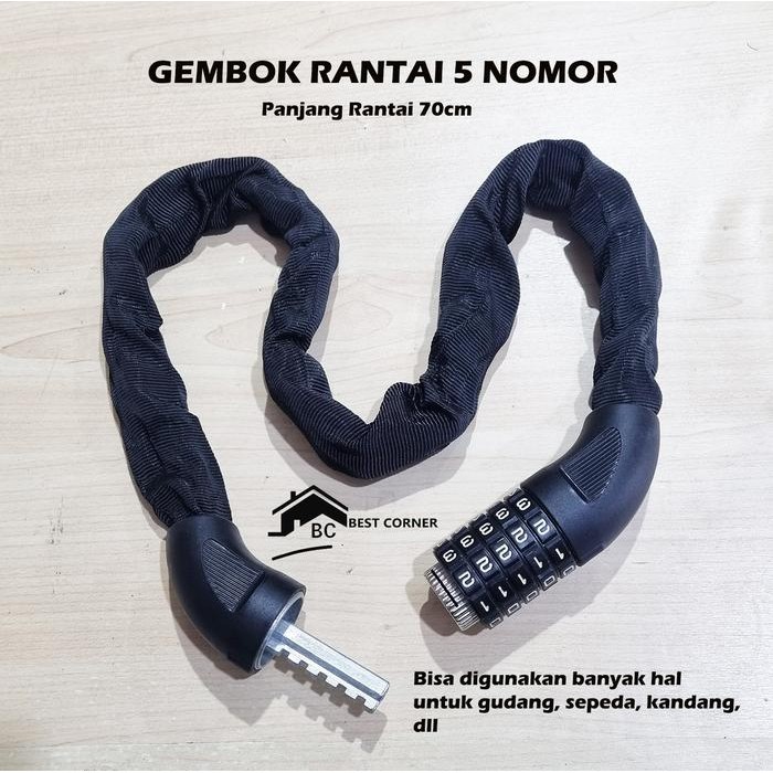 Jual Gembok Rantai sepeda / Gudang 5 nomor ( Rantai 70cm ) | Shopee ...