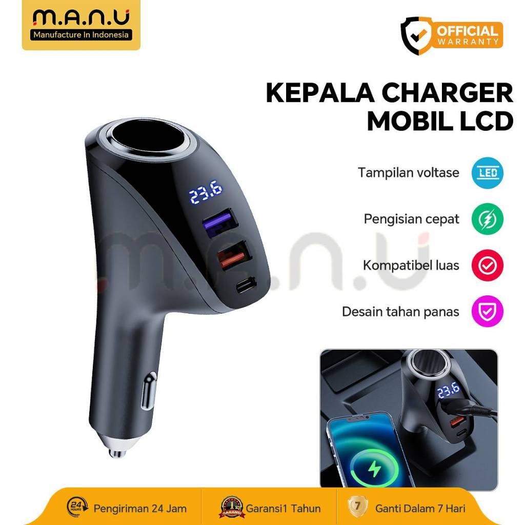 Jual MANU Charger Mobil 100W Pengisian Super Cepat - 3 Port USB-C/USB-A ...