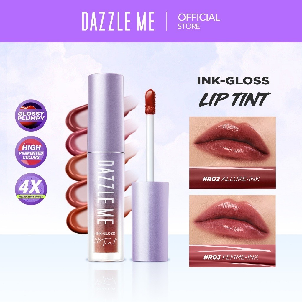 Jual DAZZLE ME Ink Gloss Lip Gloss Tint Watery Ink Gel Moist Hydrating ...