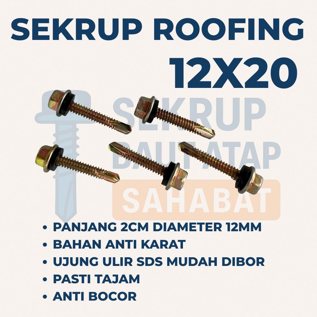 Jual SEKRUP ROOFING 2CM 12x20 (ISI 50 PCS)– Baut Atap Seng / Baut ...