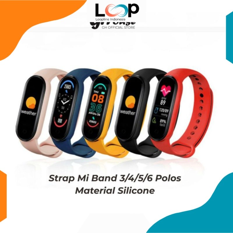 Jual Loopline Silicone Strap Tali Mi Band 3/4/5/6/7 Polos Strap Xiaomi ...