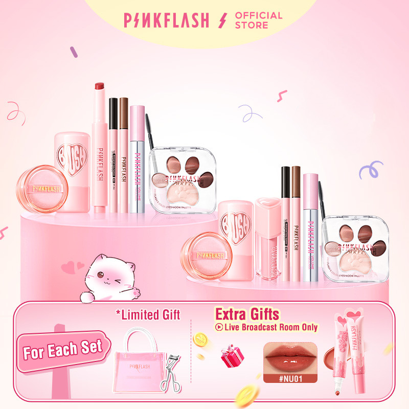 Jual PINKFLASH 7PCS/SET Makeup Set 5-colors Eyeshadow Palette Liquid ...