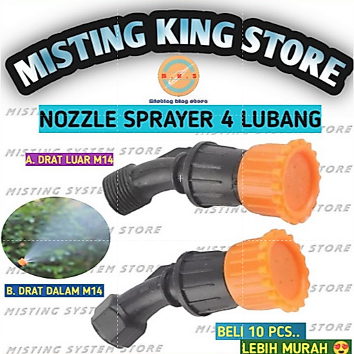 NOZZLE PLASTIK BENGKOK 4 LUBANG SPRAYER SEMPROTAN HAMA GENDONG PESTISIDA MIST NOZLE SPUYER 4 ARAH MATA KNAPSACK KNAPSAK