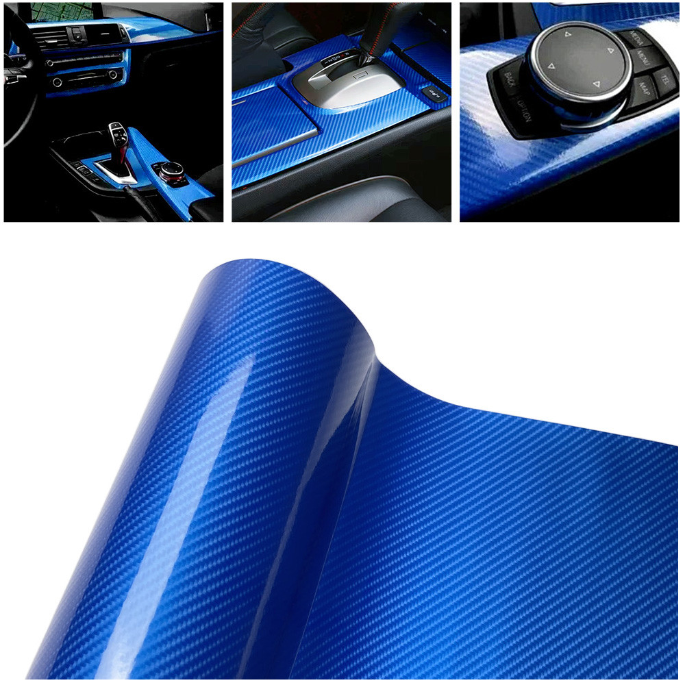 Jual High Gloss Blue 6D Carbon Fiber Vinyl Wrap Film Waterproof Car ...