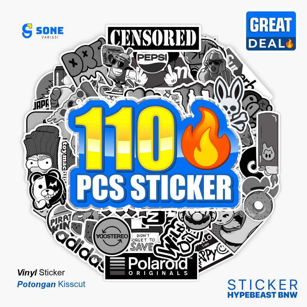 Jual Stiker Hitam Putih Aesthetic | Black & White Vinyl Sticker untuk ...
