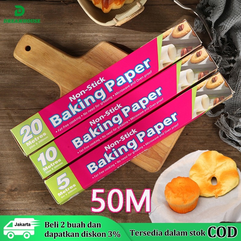 Jual 50M Baking Paper Kertas Baking Kertas Alas Roti Kue Kertas ...