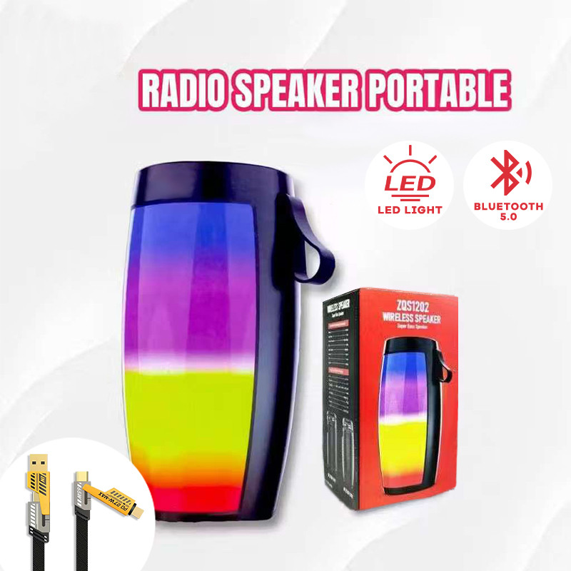 Jual ZQS1202 Wireless Bluetooth Speaker RGB Lights Portable Heavy Bass ...
