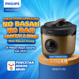 Philips Rice Cooker Magicom 1.8 L - 3000 Premium Series HD3211/32 - Gold - Bakuhanseki Inner Pot - Anti lengket - FreshDefense Technology - Nasi No Basi hingga 48 Jam - 400 Watt