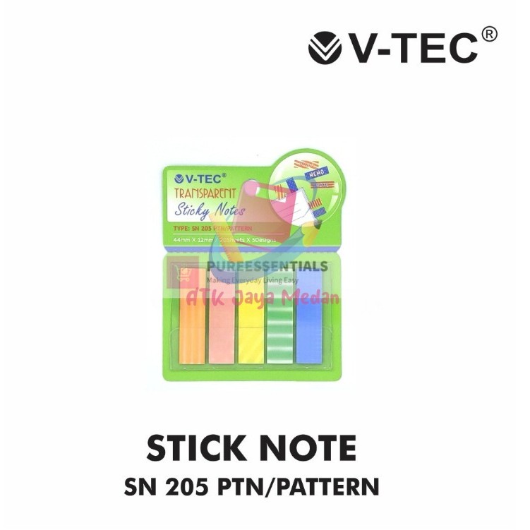 Jual Kertas Memo / Memo Sticky Note Transparan Ukuran 44x22mm Vtec ...