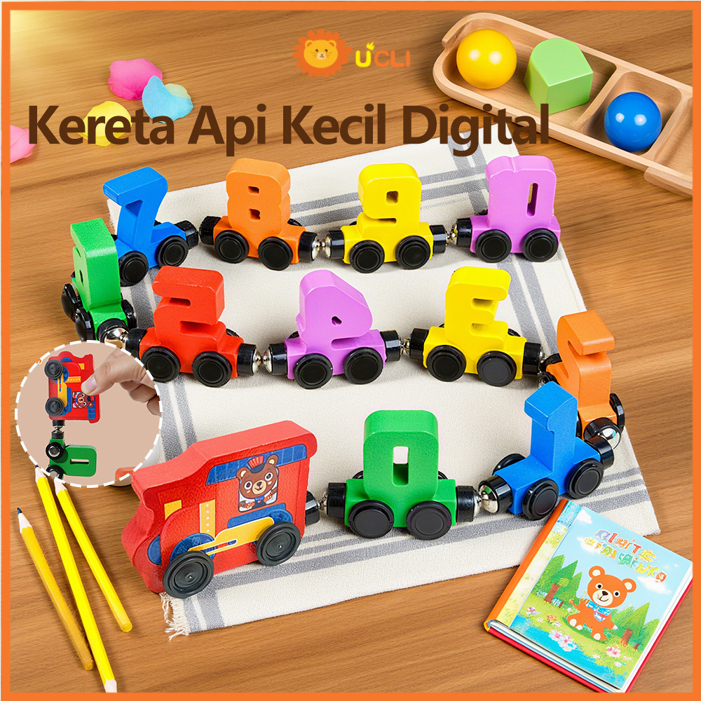 Jual Ucli Mainan Angka Magnet Kereta Api Wooden Magnetic Train 1-3 ...