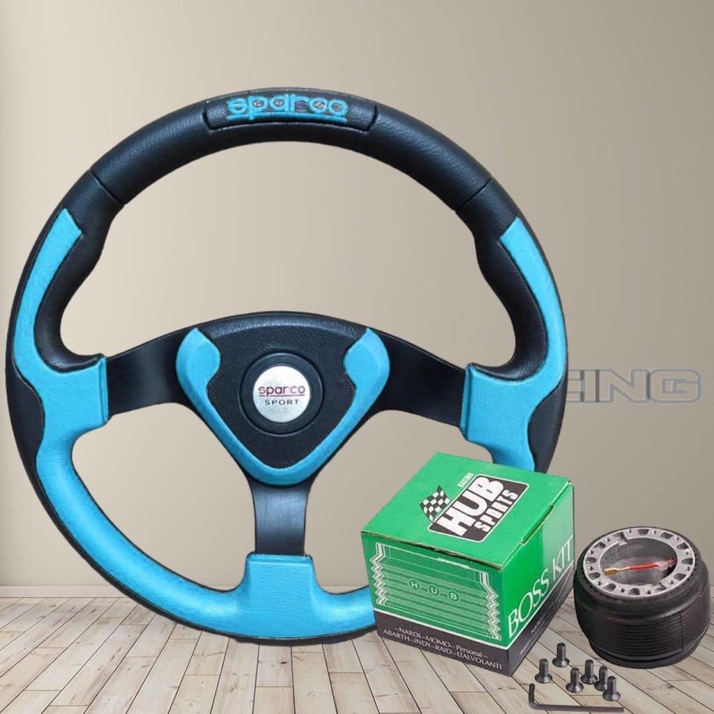 Jual Setir mobil racing ukuran 14 inci evo Viktor biru muda tambah ...