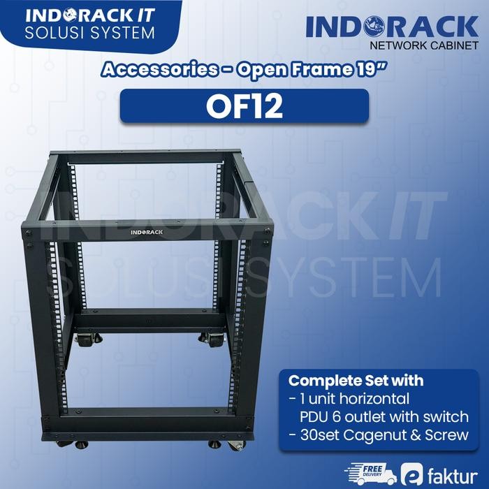 Jual Open Frame Rack 12U Depth 660 - 1120mm OF12 Rak Server 12U ...