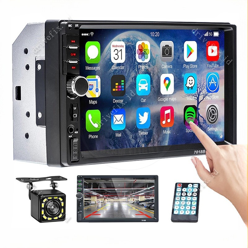 7018B 7010B HEAD UNIT ANDROID DOUBLE DIN 7 INCH TOUCH SCREEN BLUETOOTH AUDIO CAR MP3 MP5 PLAYER RADIO MOBIL LED SUPPORT USB SD AUX FM KAMERA MUNDUR BACK CAMERA VIDEO MUSIC PLAYER HEADUNIT MOBIL LAYAR SENTUH HD