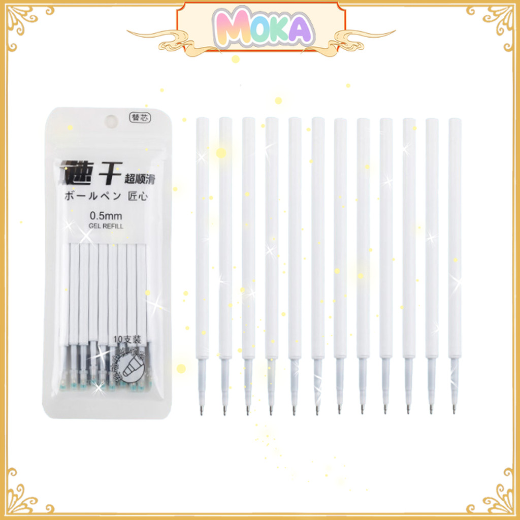 Jual MOKA Refill Gel Pen Isi 10 Pcs Dengan Ujung Pena Runcing Yang ...