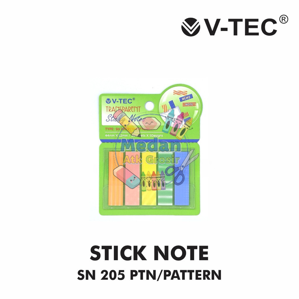 Jual Kertas Memo / Memo Sticky Note Transparan Ukuran 44x22mm Vtec ...