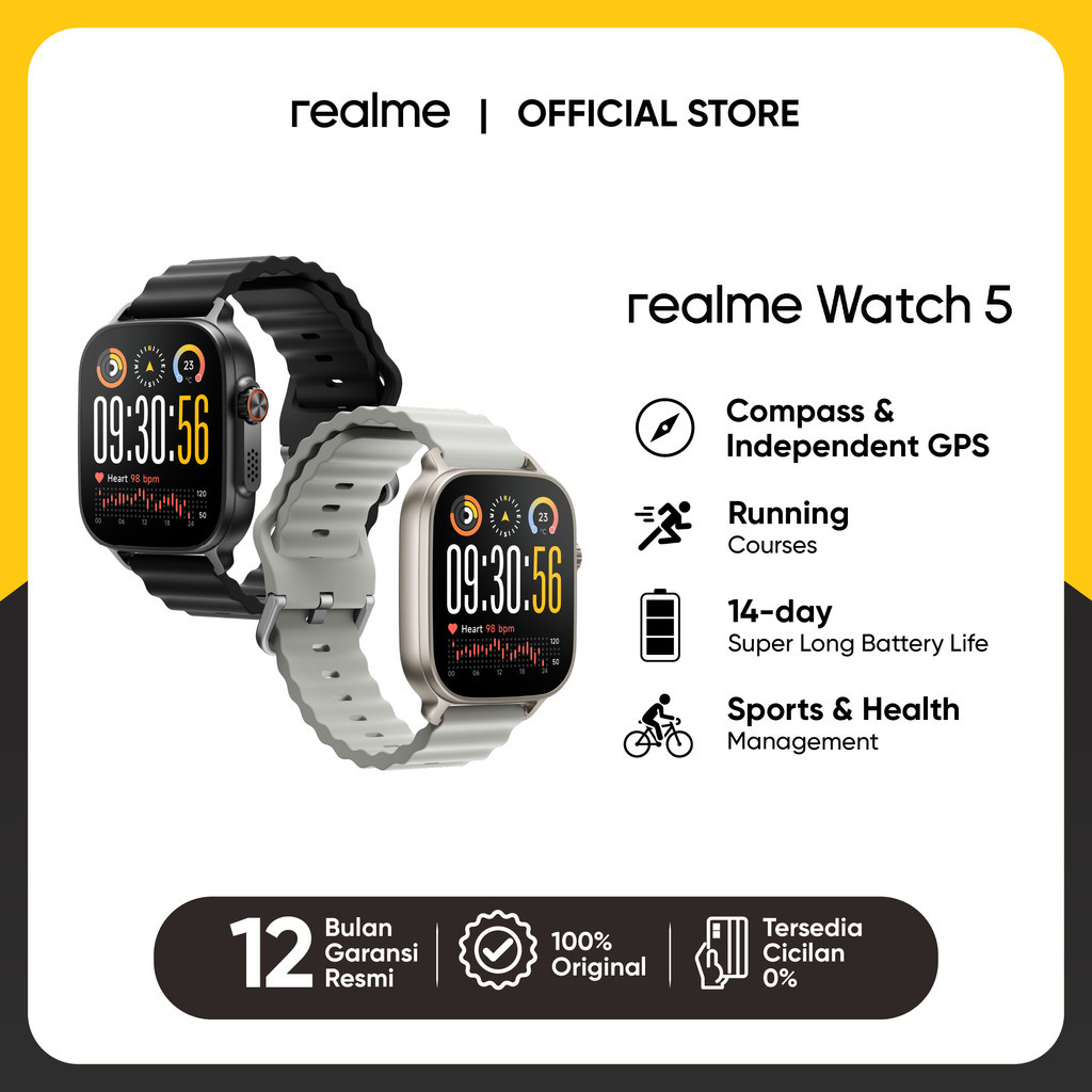 realme Watch 5 - Compass & Independent GPS Running Courses 14-Day Battery