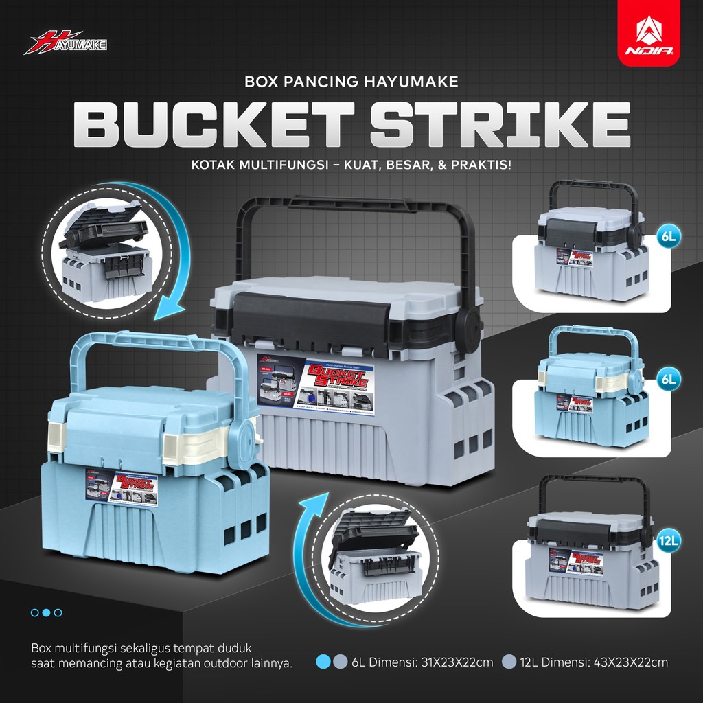 Jual Box Pancing Hayumake BUCKET STRIKE Tackle Box 6L & 12L | Shopee ...