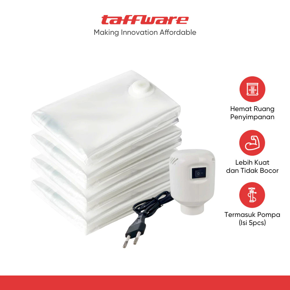 TaffPACK Kantong Plastik Pakaian Vacuum Bag 5PCS with Electric Pump - SH5