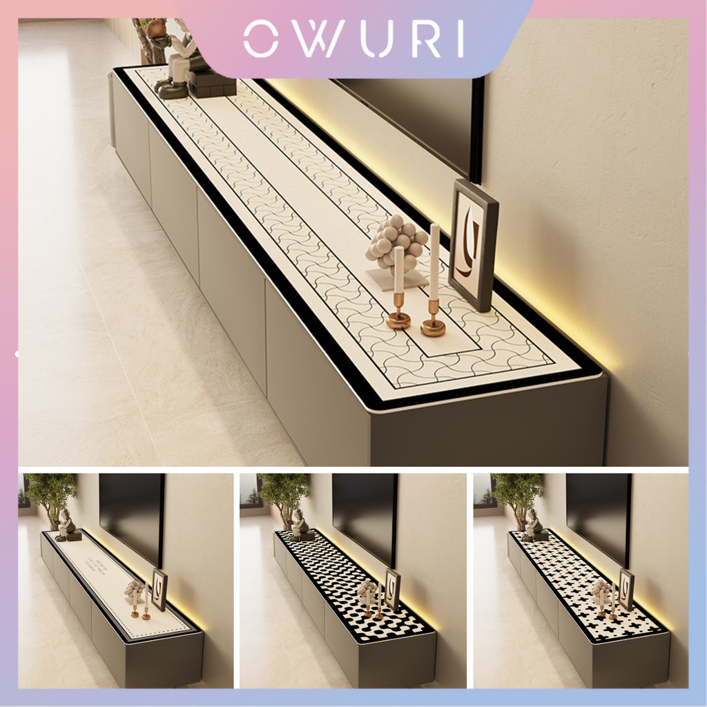 Jual Owuri Taplak Rak TV Motif Modern Hitam Putih Anti Air Bahan Kulit ...