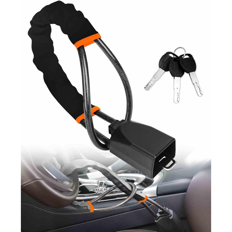 Jual Car Steering Wheel Lock with Seat Belt Socket Steel Rope Car Anti ...