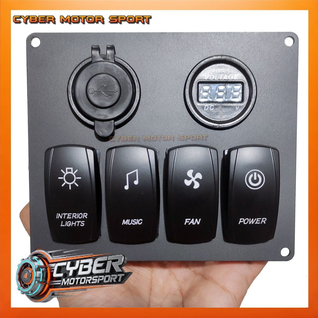 Jual dashboard panel mobil instrument 4 saklar volt meter dc socket 12 ...