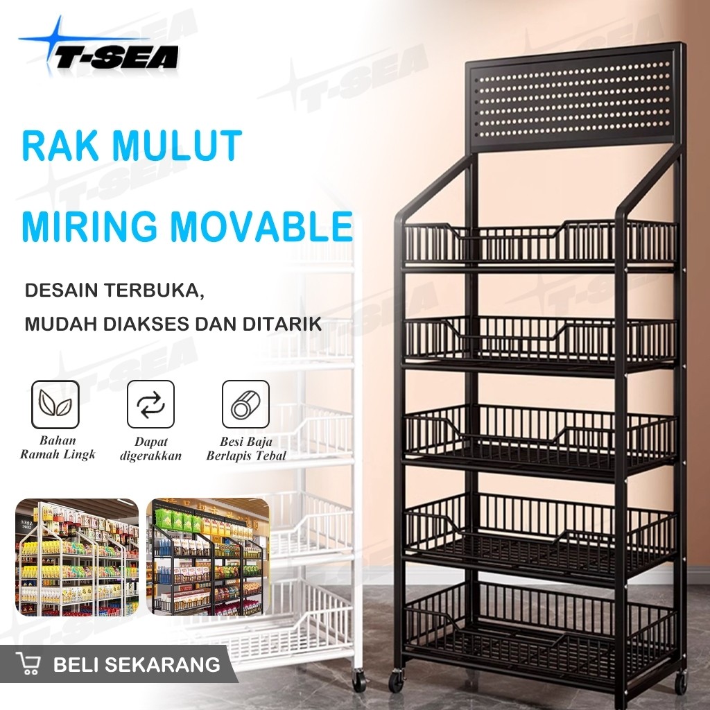 Jual T-SEA Rak camilan jaring besi /rak chiki snack warung roda /rak ...