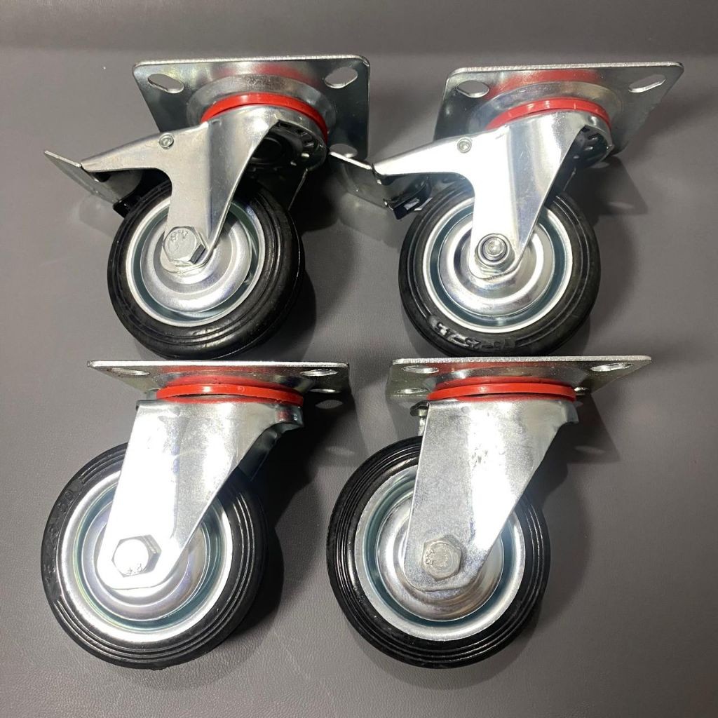 Jual roda karet 3 inch set 4 pcs / roda troli / roda etalase | Shopee ...