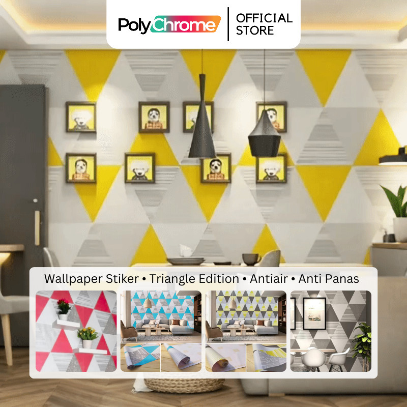 Jual Wallpaper Stiker Dinding Segitiga Piramida Pyramid Abu Pink Kuning ...