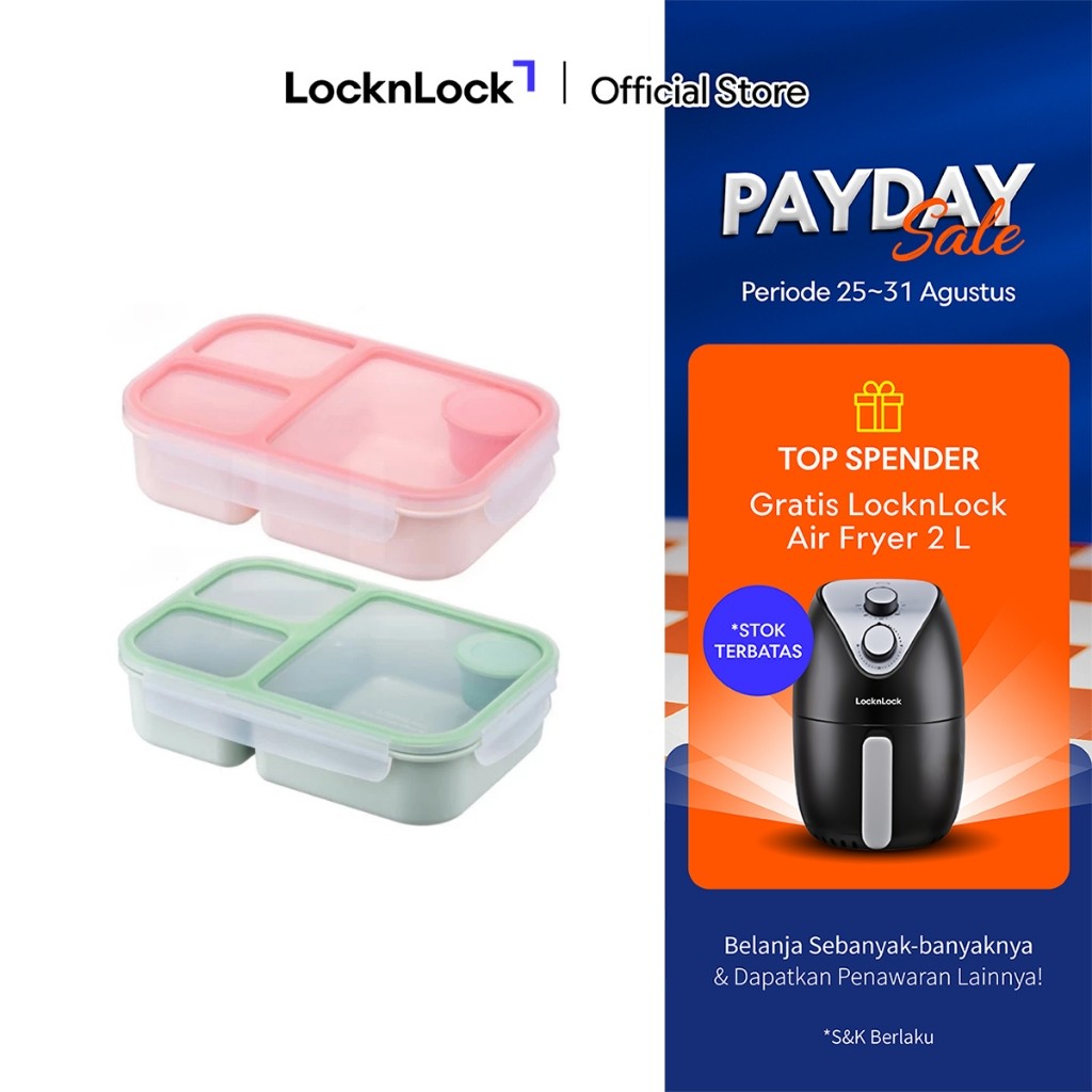 Jual ZK54ED LocknLock Lunch Box To-Go 3 Compartment Kotak Makan 980ml ...