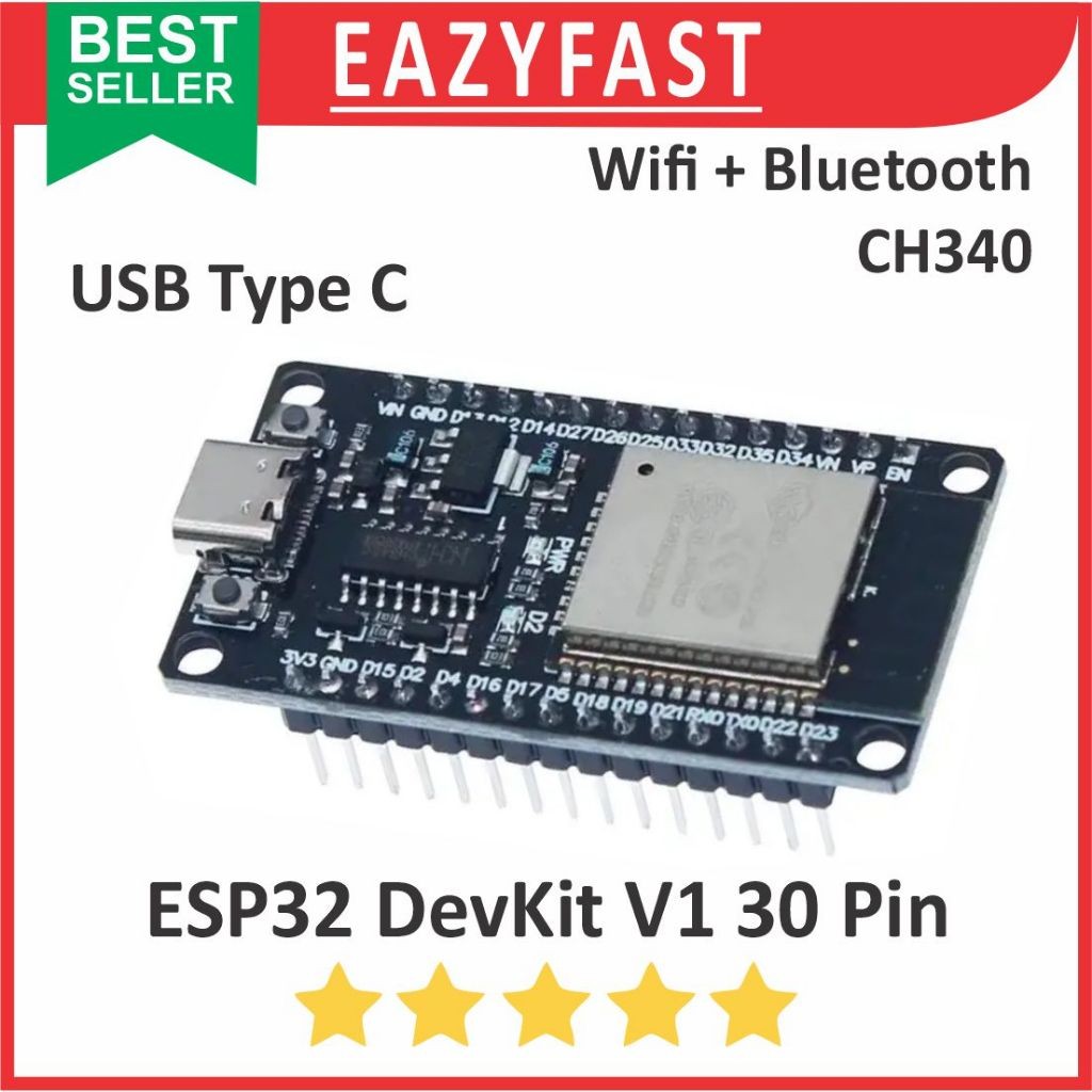 Jual ESP32 30P CH340 DevKit V1 USB Type C ESP 32 30 P Pin Kaki Wifi ...