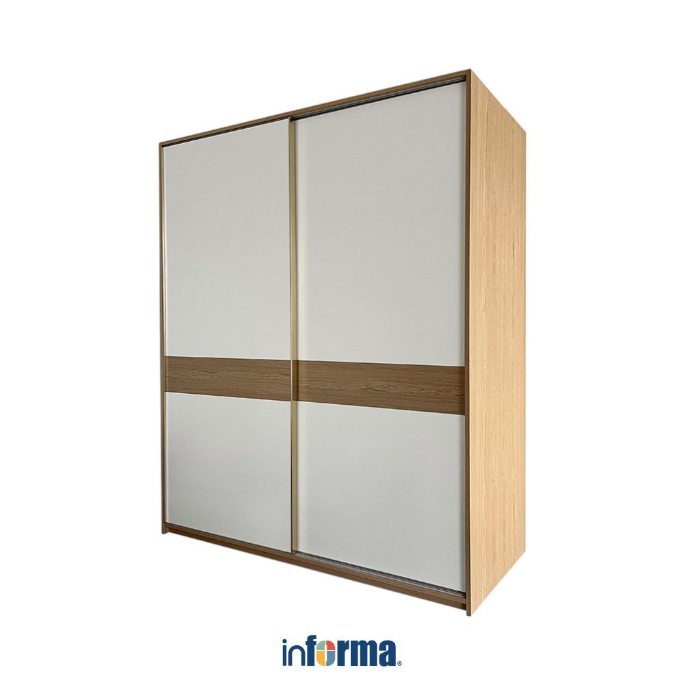 Jual Informa Colton Lemari Pakaian 2 Pintu Geser Wood - Putih/Cokelat ...
