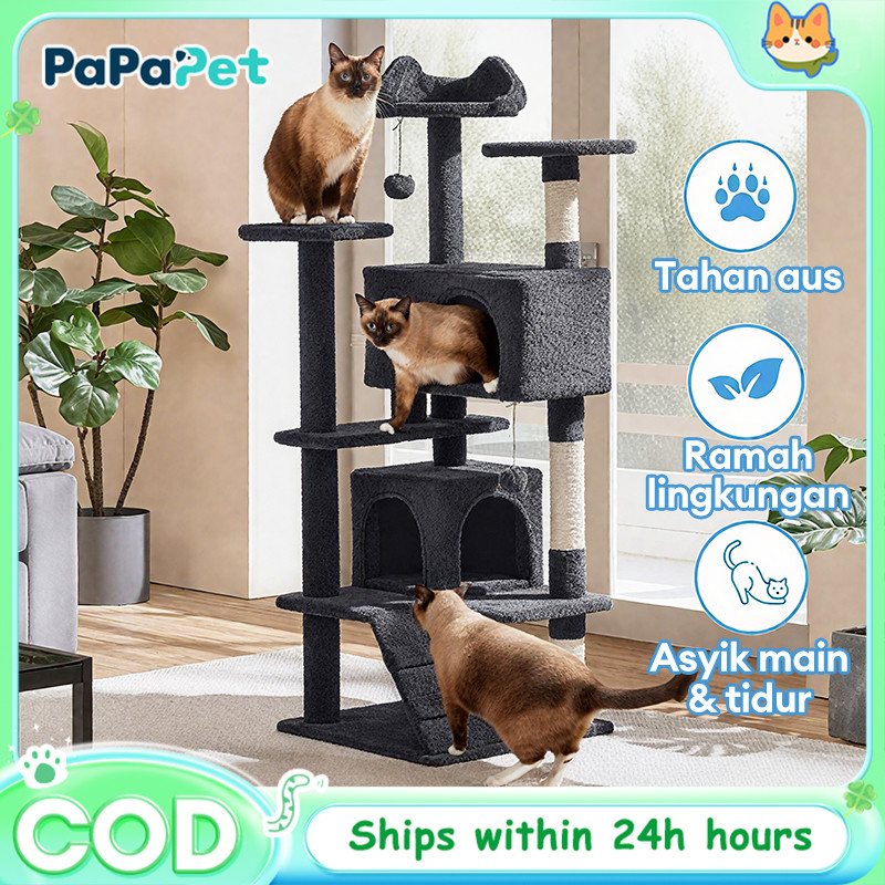 Jual GREENPETS Rumah Kucing Tower 4 Tingkat Desain Premium Sofa Velvet ...