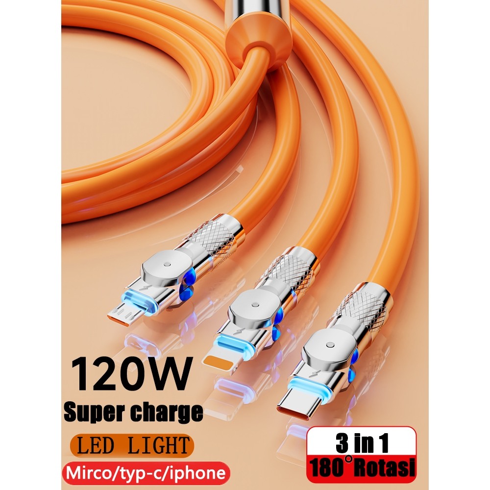 Jual 【COD READY】Fast Charging Cable Car Data Cable 3-in-1 Android IOS ...