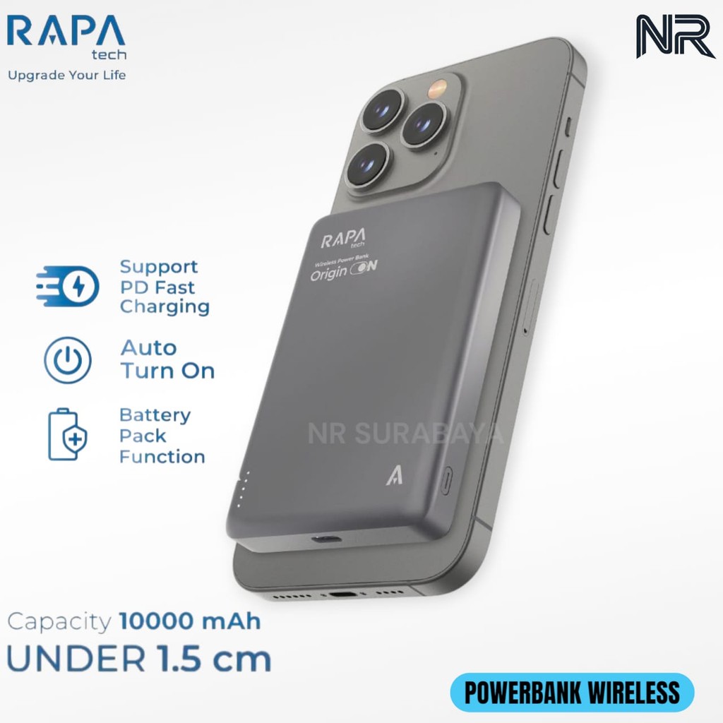 Jual [NR] Powerbank RAPA Tech Origin ON 10000mAh Ultra Thin Fast ...