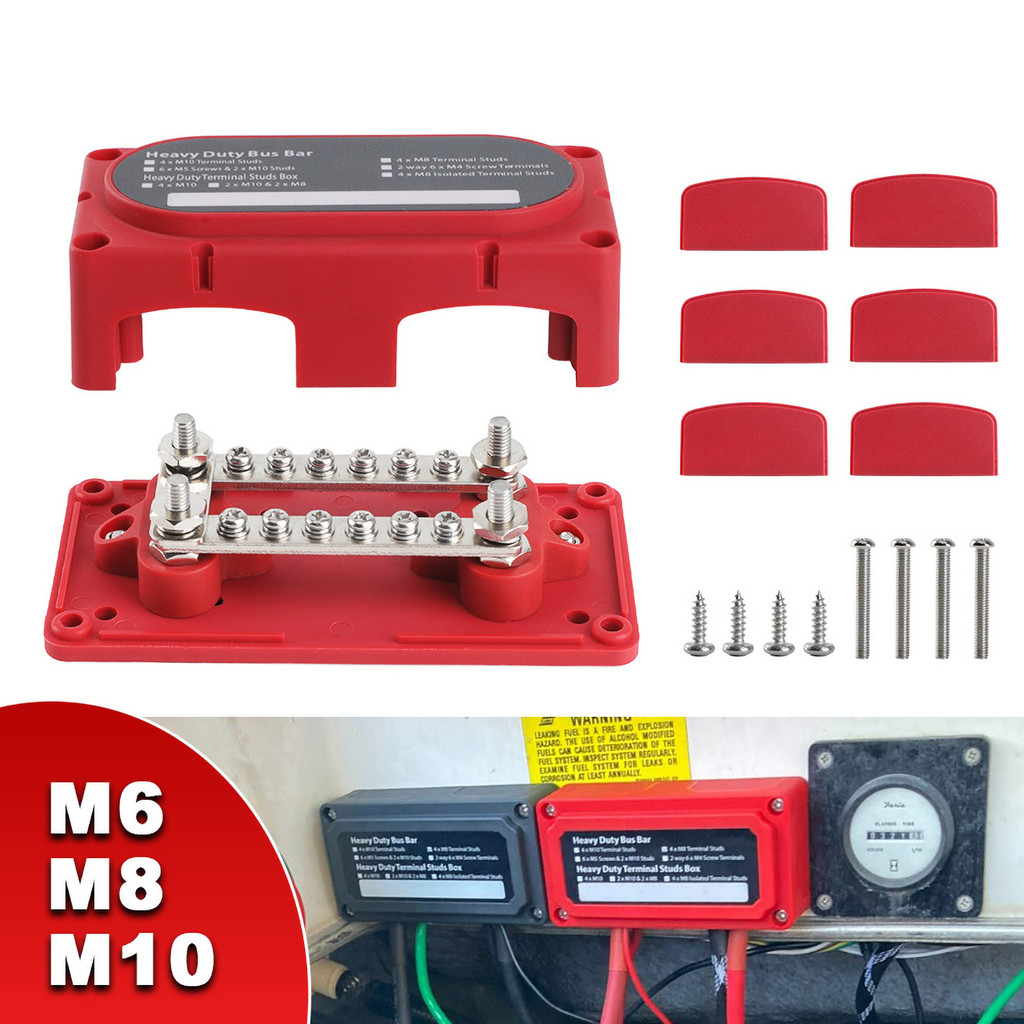 300A Negative Bus Bar 12V Distribution Block 6 X 3/8" M10 Terminal Studs 48V DC - View #7