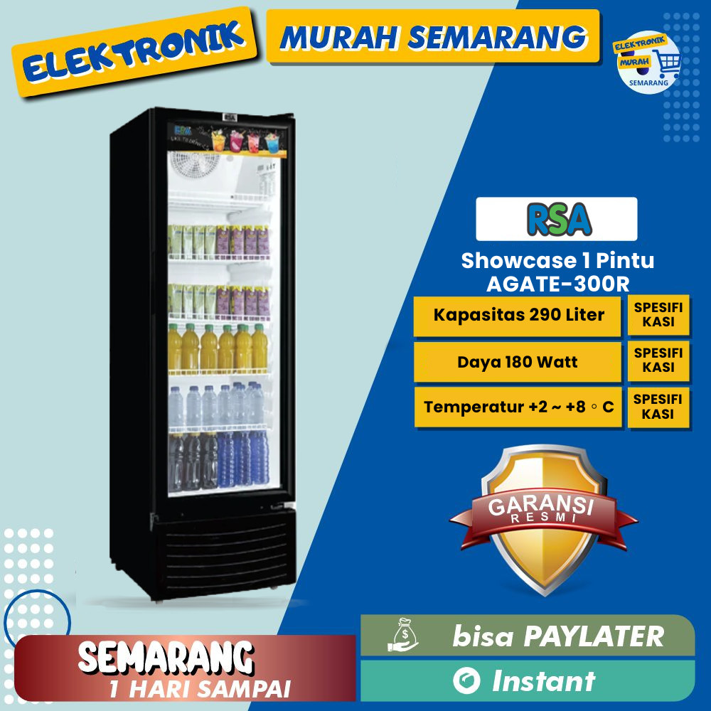 Jual Showcase 1 Pintu RSA 290 Liter Display Cooler AGATE-300R | Shopee ...