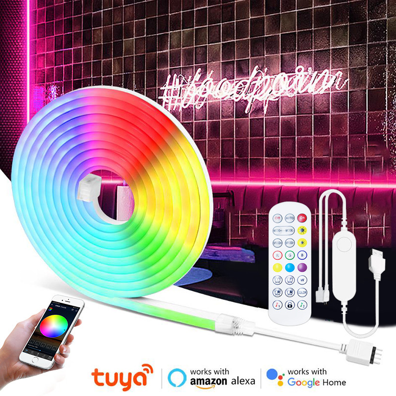 Jual TUYA LED Neon Strip Light 5V USB Silicone Neon Rope Lights With ...