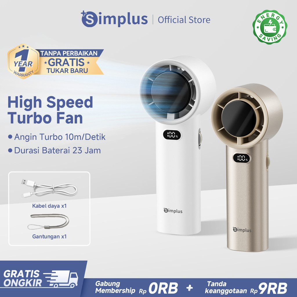 Jual Simplus Kipas Angin Genggam Kecepatan Tinggi 10m/detik Baterai ...