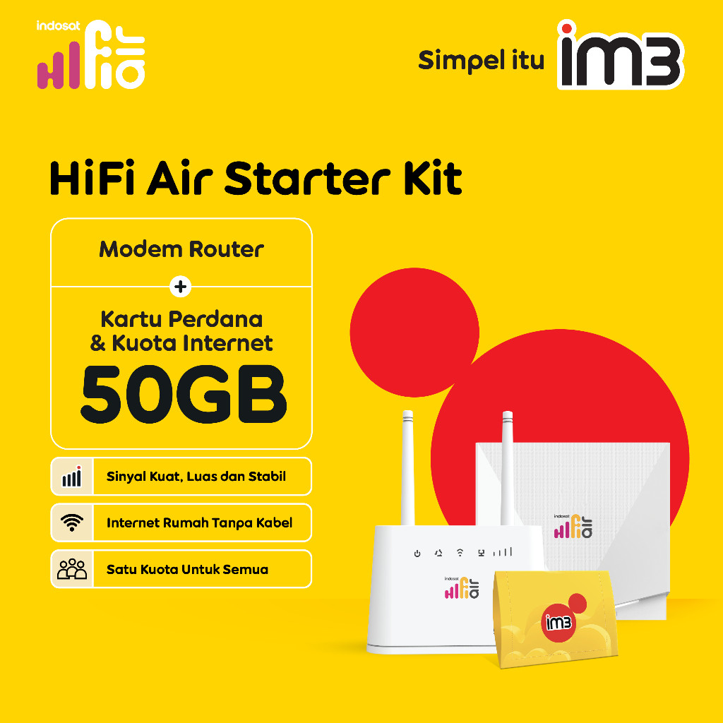 Jual TECHFINITY Indosat HiFi Air : Modem + SIM Card IM3 50GB | Shopee ...